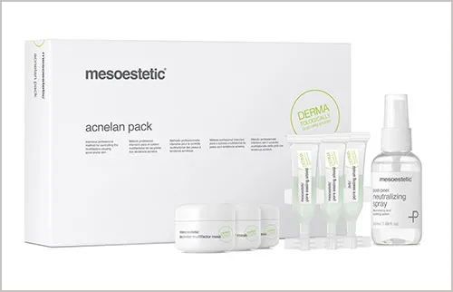 acnelan pack von mesoestetic – perfekt angewendet bei Akne im Kosmetiksalon Beauty Lounge in München-Pasing.